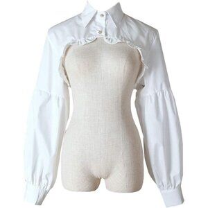 Women's White Detachable Dickey Blouse False Collar Half Shirt Crop Top Blouse